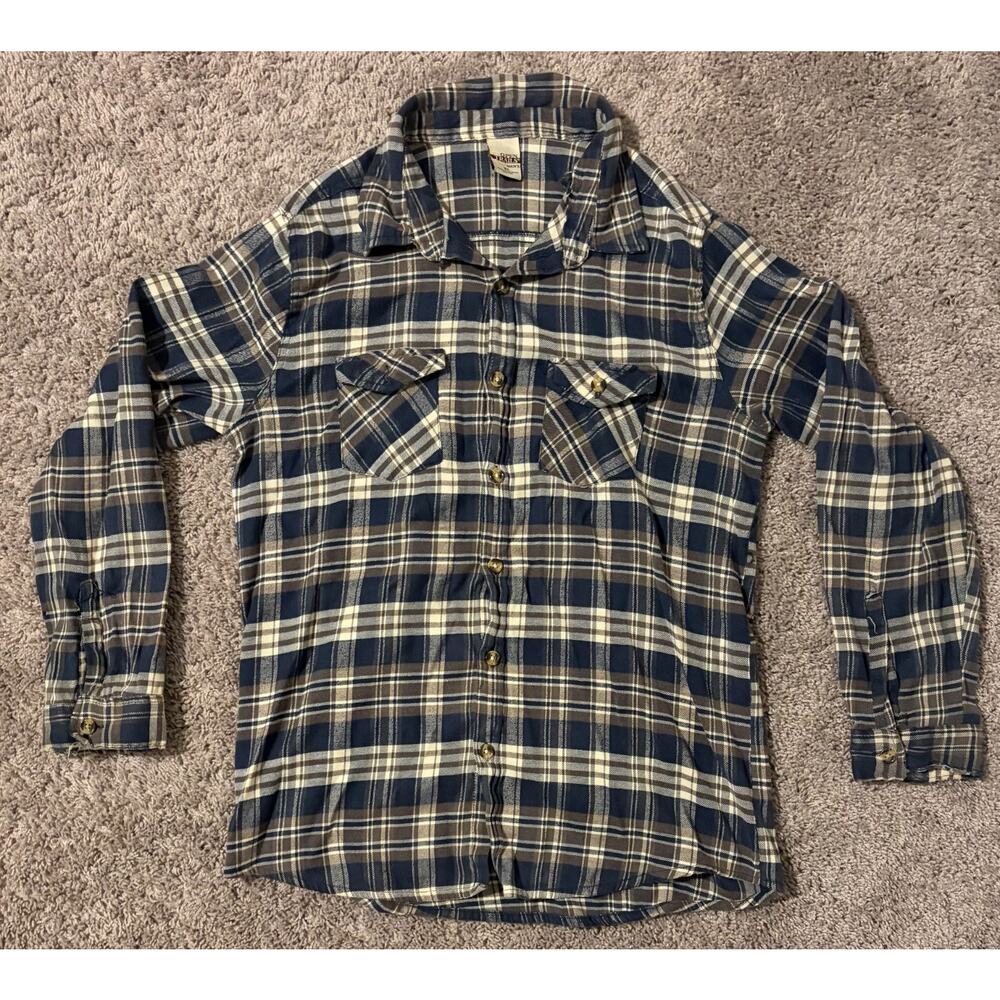 Open Trails Button Up Long Sleeve Shirt Men's Brown Plaid Slim Fit Classic - XL